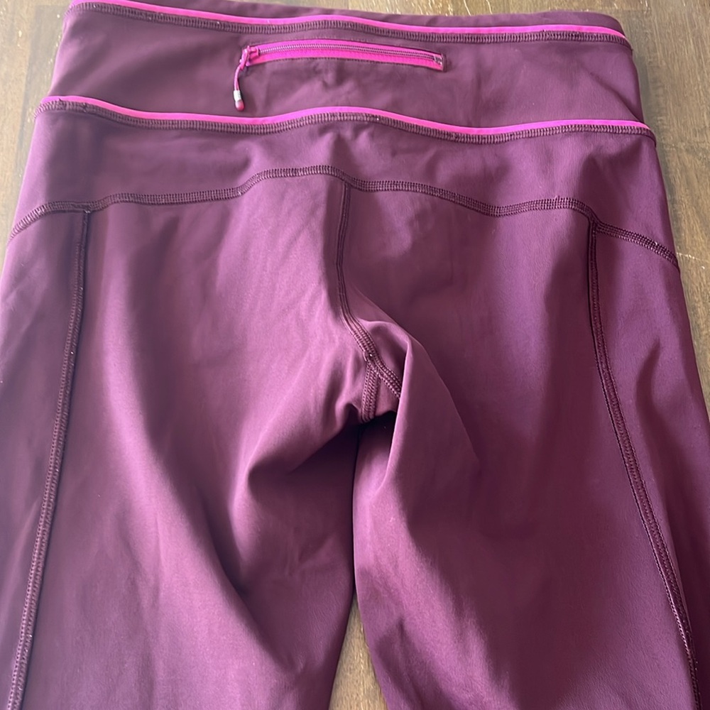 Lululemon 4 Burgundy Leggings with Pink Accents - Picture 4 of 5